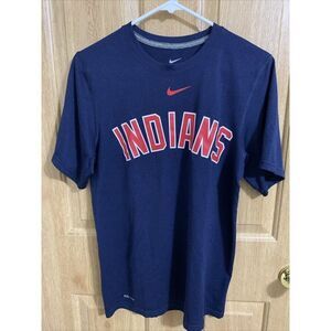 Nike Cleveland Indians Guardians Shirt Men's Small DRI-FIT Navy Blue Red